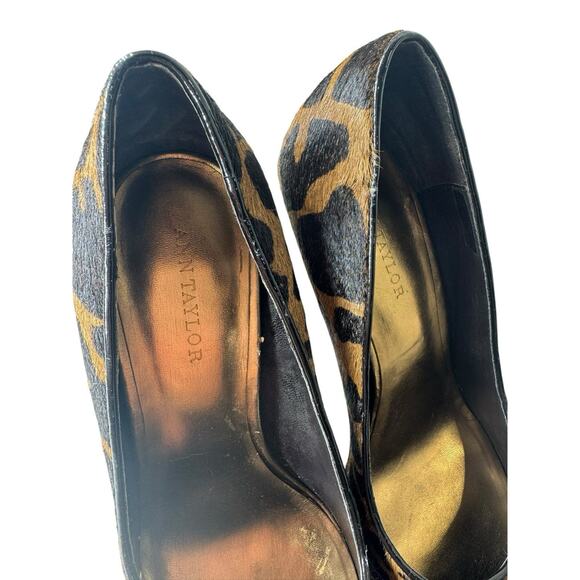 Ann Taylor Addison 7 Leopard Print Haircalf Block Heels 90s Y2K Office Holiday - Picture 4 of 9
